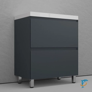 Тумба с раковиной напольная Style Line Манхэттен 70, графит  (ЛС-00002375+СС-00002466)