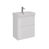 Тумба Lemark COMBI 60 см под 1 раковину, подвесная/напольная, 2 ящика, цвет корпуса, фасада: Белый глянец — 