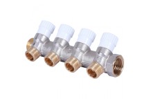 STOUT Коллектор распределительный 3/4&quot;, 4 отвода 1/2&quot; плоское уплотнение — 