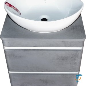 Тумба с раковиной и столешницей Атлантика 60 Люкс PLUS напольная, антискрейч  (СС-00002208+СС-00002233+СС-00000649)