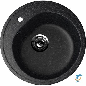 Круглая мойка с отверстием под смеситель ULGRAN U-101 черный  (U-101-308)