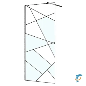 Душевая перегородка Azario Walk-in 1200x1950 в рамке, графический принт, толщина стекла 8 мм, профиль черный матовый (AZ-271-120-MB-CGP)  (AZ-271-120-MB-CGP )