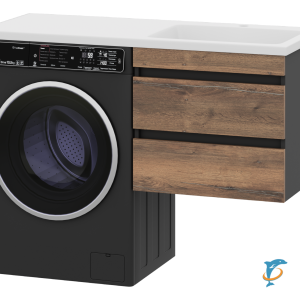 Тумба с раковиной Misty Коломбо 60 подвесная серая 2 ящика под стиральную машину  (П-Кол06060-011П2Я + Misty_5216120)