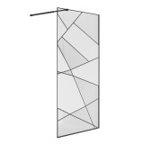 Душевая перегородка Niagara Nova NG-680-10BLACK (100х195) черный матовый, стекло прозрачное с рисунком &mdash; 