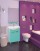 Мебель для ванной Misty Джулия - 65 с зеркалом с полочкой прямая голубая