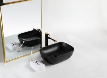 Раковина накладная керамическая, прямоугольная, чёрная матовая, BB1302-H301, 500x400x140 — 