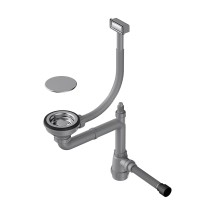 Арматура OMOIKIRI для одночашевых моек с прямоугольным переливом, декоративной решеткой и декоративной наклад, нержавеющая сталь  — 