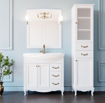 Комплект ValenHouse Эллина 80 белый с пеналом, фурнитура бронза — 