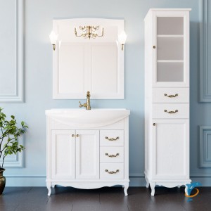 Комплект ValenHouse Эллина 80 белый с пеналом, фурнитура бронза (E80_KПББ)