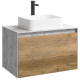 Тумба с раковиной Aqwella 5 Stars Mobi 80 подвесная, бетон светлый, дуб балтийский (раковина Джой)  (MOB0108BS+MOB0708DB+641945)