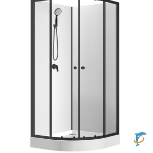 Душевая кабина Loranto NEO 90x90x(190+15) с низким поддоном 15см, прозрачное закаленное стекло 5 мм, профиль черный-матовый (CS-21800)  (CS-21811)