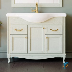 Тумба с раковиной ValenHouse Эллина 105 слоновая кость, фурнитура золото  (E105_ТСЗ+Классик 1050)