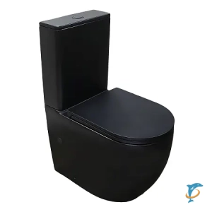 Унитаз-компакт Azario Cobalt-Black 610x360x805 напольный, безободковый, система смыва "скрытое Торнадо", с быстросъемным сиденьем "Микролифт", черный матовый (AZ-6089A-MB) (AZ-6089A-MB)