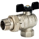 Кран Stout шаровой полнопроходной угловой, ВР/НР, ручка бабочка 1, американка — 