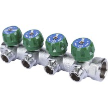 STOUT Коллектор регулирующий 3/4&quot;, 4 отвода 1/2&quot; плоское уплотнение — 