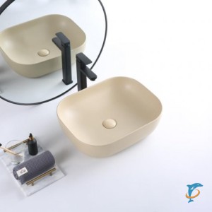 Раковина накладная керамическая, прямоугольная, бежевая матовая, BB1302-H316, 500x400x140 (BB1302-H316)