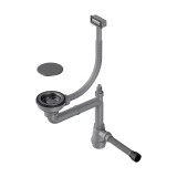 Арматура OMOIKIRI для одночашевых моек с прямоугольным переливом, декоративной решеткой и декоративной наклад, вороненая сталь — 