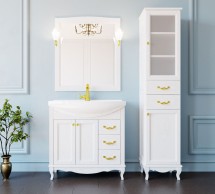 Комплект ValenHouse Эллина 80 белый с пеналом, фурнитура золото — 