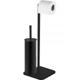 Стойка напольная AZARIO ALTRE с бумагодержателем и ершиком, чёрная матовая (AZ421B) — 