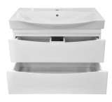 Тумба с раковиной Misty Элвис 85 подвесная с 2 ящ. белая эмаль — 
