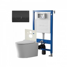 Инсталляция Point Элемент PN45120 + Клавиша Виктория черн/хром PN44061BC + Унитаз Вега PN41711 — 