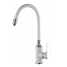 Смеситель для кухни HAIBA HB73505-8 гибкий излив, латунь, белый/хром — 