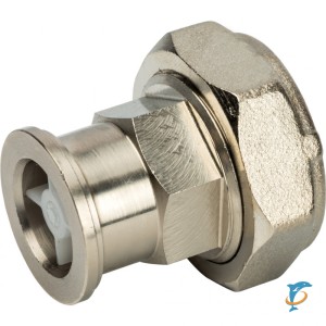 Stout Разъемное соединение с плоским уплотнением и обратным клапаном, никелированное 1"  (SDG-0019-020025)