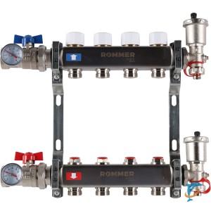 Коллектор из нержавеющей стали в сборе без расходомеров ROMMER 4 вых. RMS-3210-000004  (RMS-3210-000004)