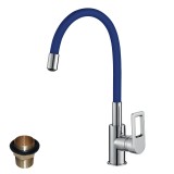 Смеситель Rossinka Z35-35U-Blue для кухни с гибким цветным изливом — 