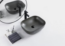 Раковина накладная керамическая, прямоугольная, серая матовая, BB1302-H311, 500x400x140 — 