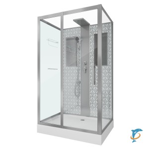 Душевая кабина NG-7711WBK (900x1200х2100) низкий поддон стенки белые без крыши  (7711WBK)