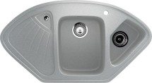 Угловая двухсекционная мойка с отверстием под смеситель ULGRAN U-501 серый — 
