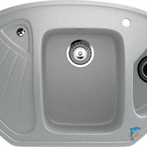 Угловая двухсекционная мойка с отверстием под смеситель ULGRAN U-501 серый  (U-501-310)