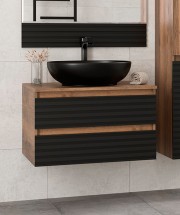 Тумба с раковиной Brevita Dakota 70 подвесная, черная — 