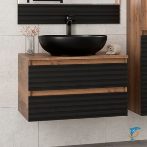 Тумба с раковиной Brevita Dakota 70 подвесная, черная  (DAK-09070-19/02-2Я+Misty_MLN-320316MB)