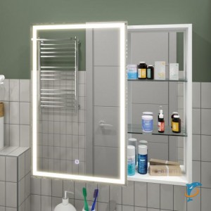 Зеркальный шкаф Misty Аперио 800х800 левый LED с розеткой  (МВК006)