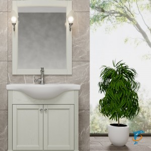 Тумба с раковиной ValenHouse Эллина 80/2 слоновая кость, фурнитура хром  (E280_ТСХ+S-UM-ERI80/1-w)