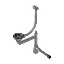 Арматура OMOIKIRI для одночашевых моек с прямоугольным переливом и декоративной решеткой WK-1-GM, вороненая сталь — 