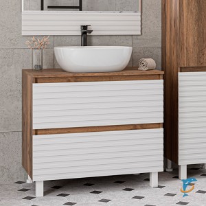 Тумба с раковиной Brevita Dakota 80 напольная, белая (DAK-07080-19/01-2Я+Misty_MLN-A419)