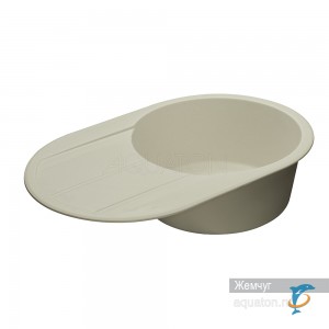 Мойка для кухни из литого мрамора Aquaton Амира круглая с крылом жемчуг 1A712932AI240  (1A712932AI240)