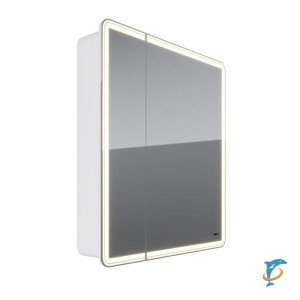 Шкаф зеркальный Lemark ELEMENT 70х80см 2-х дверный, с подсветкой, с розеткой, Белый глянец (LM70ZS-E)