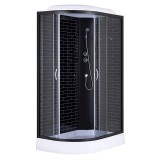 Душевая кабина Loranto 120х80х215 правосторонняя, поддон 13см, черный кирпичный узор, прозрачное стекло 4мм, профиль черный (CS6612013RGB120) &mdash; 
