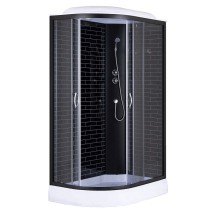 Душевая кабина Loranto 120х80х215 правосторонняя, поддон 13см, черный кирпичный узор, прозрачное стекло 4мм, профиль черный (CS6612013RGB120) &mdash; 