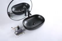 Раковина накладная керамическая, овальная, чёрная матовая, BB1084-H301, 600x420x140 — 