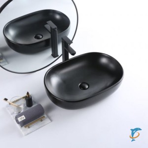 Раковина накладная керамическая, овальная, чёрная матовая, BB1084-H301, 600x420x140  (BB1084-H301)