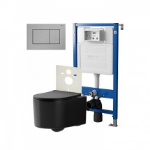 Инсталляция Point Элемент PN45120 +Клавиша Ника нерж сталь браш PN44081SB+Унитаз Веста чёрн мат — 