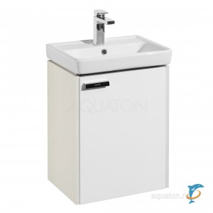 Тумба с раковиной Aquaton Йорк 50М белая, выбеленное дерево  (1A170901YOAY0 + Aquaton_1WH302128)