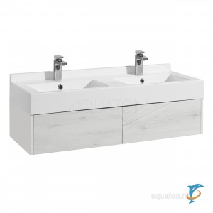 Тумба с раковиной Aquaton Сакура 120 ольха наварра, белая глянец  (1A219701SKW80 + Aquaton_1A71893KSK010)