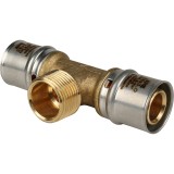 Stout Тройник-переходник с наружной резьбой 26х3/4&quot;х26 для металлопластиковых труб прессовой — 