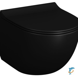 Унитаз подвесной Vitra Sento 7748B083-0101 безободковый, матовый черный  (7748B083-0101)